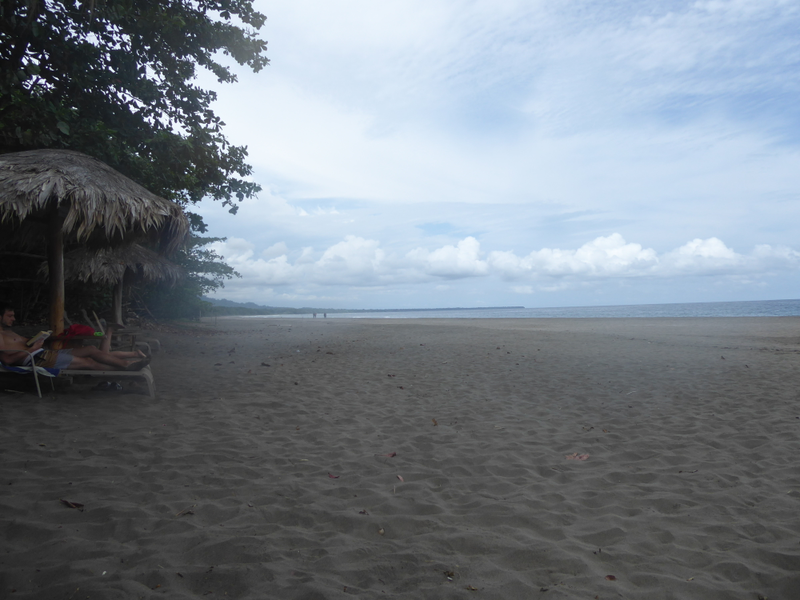 Banana Azul beach facing north. The hotel is small, but spread out and the beach never had more than 10 people on it. This was about as crowded as we saw it.